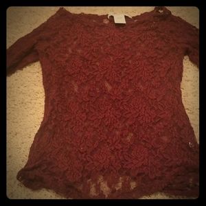 Maroon lace top